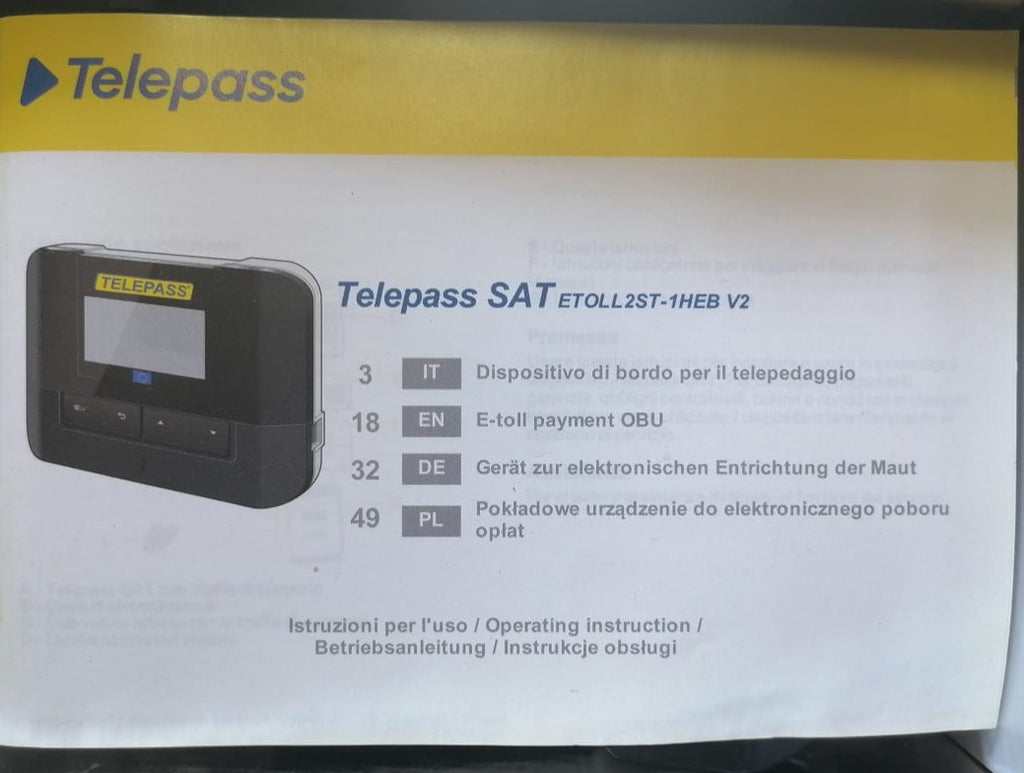 Telepass Device Telepass Sat Mobil Avrupa Otoyolu Ücret Ödeme Cihazı ETOLL2ST-HEB V2 ...