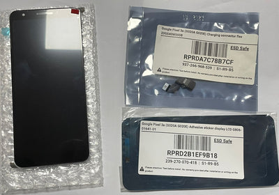 Google Pixel 3a Display module LCD + Digitizer black + Charging Connector + Adhesive sticker