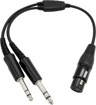 Headset Adaptor Cable Airbus 5 pin socket (XLR 5) to GA twin plugs – PA81S EHA013