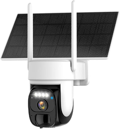 Güneş Güvenlik Kameraları HD Uzaktan Erişim 24/7 Izleme Smartphone App 2K 360 ° Görünüm Pan Tilt Düşük Güç Tüketimi
