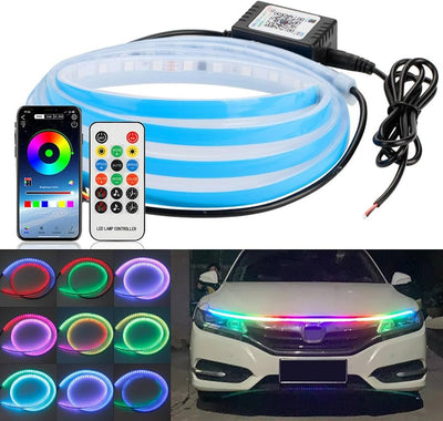 LED Car Hood Symphony Light Strip Daytime Running Light App Remote Control RGB Led Auto Decorative