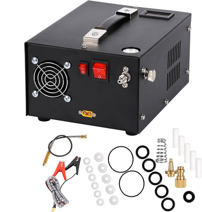 Portable PCP Air Compressor, 4500Psi/30Mpa Water & Oil Free, 12V DC/110V AC Dual Power，with Power Converter, Built-in Filter, High Pressure Air Pump for PCP Air Gun & Paintball Tank