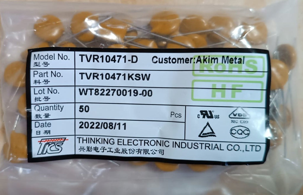 50 Adet Varistor TVR10471-D, TVR10471KSW – Gümrük Sepeti