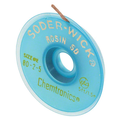 Chemtronics 80-2-5 Desolder Braid/Wick Rosin, Non Activated (R), Lead Free Static Dissipative (SD) Yellow 0.060" (1.52mm) 5' (1.524m)
