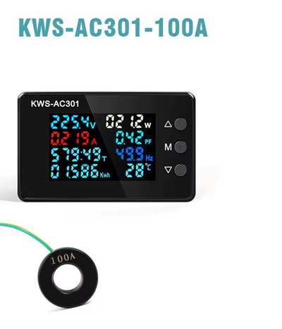 Kws-Ac301 100A Voltmetre Ampermetre Wattmetre 50–300V Kapalı Transformatör