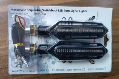 2 x 12 Led (Sarı ve Kırmızı Yanar) Motosiklet Dönüş Sinyali Işığı Amber Flaşör Göstergeleri Arka