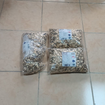 4100 Adet Zamak Ayaklı Metal Düğme - 32 Lıne Desenli Şampanya - 1400 Adet (ZAD32L)