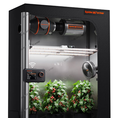 Spider Farmer 2’x4’x6.5′ (70x140x200cm) Complete Grow Tent Kit I SE4500 320W LED Grow Light I 4-Inch Inline Fan with GGS Controller | 6” Clip Fan + Ekstralar