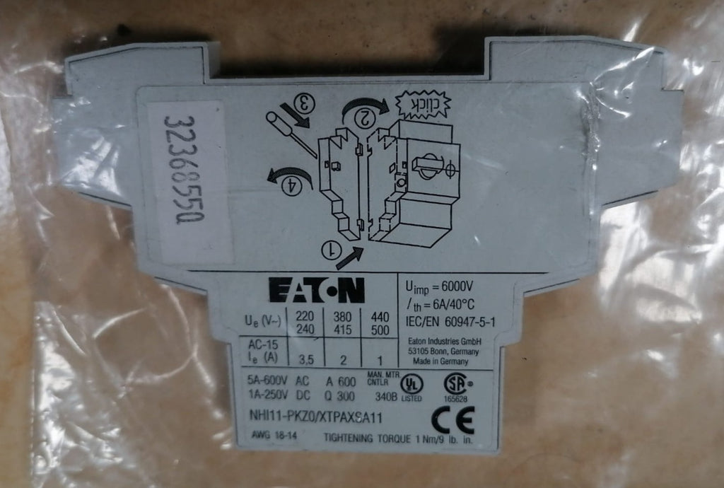 Eaton NHI11-PKZ0 Moeller Series XTPAXSA11 Standard Auxiliary Contact