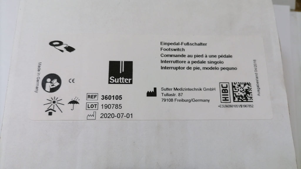 Sutter 360105  BM 780 II - tek pedallı ayak pedalı 3m kablo koruma sınıfı IP X8